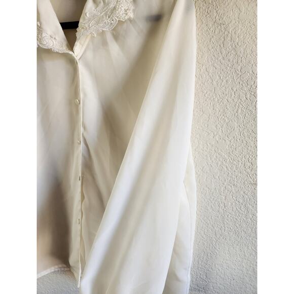 Vintage Kathy Che White Beaded Blouse-12 - Picture 3 of 8